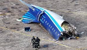A drone view shows emergency specialists working at the crash site of an Azerbaijan Airlines passenger plane near the city of Aktau, Kazakhstan December 25, 2024.