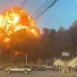US Plane Crash site at Bangor International Airport Maine Bombardier Challenger 600 debris in snow 2026
