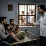 पीड़ित तेज सिंह का परिवार और पुलिस स्टेशन का दृश्य