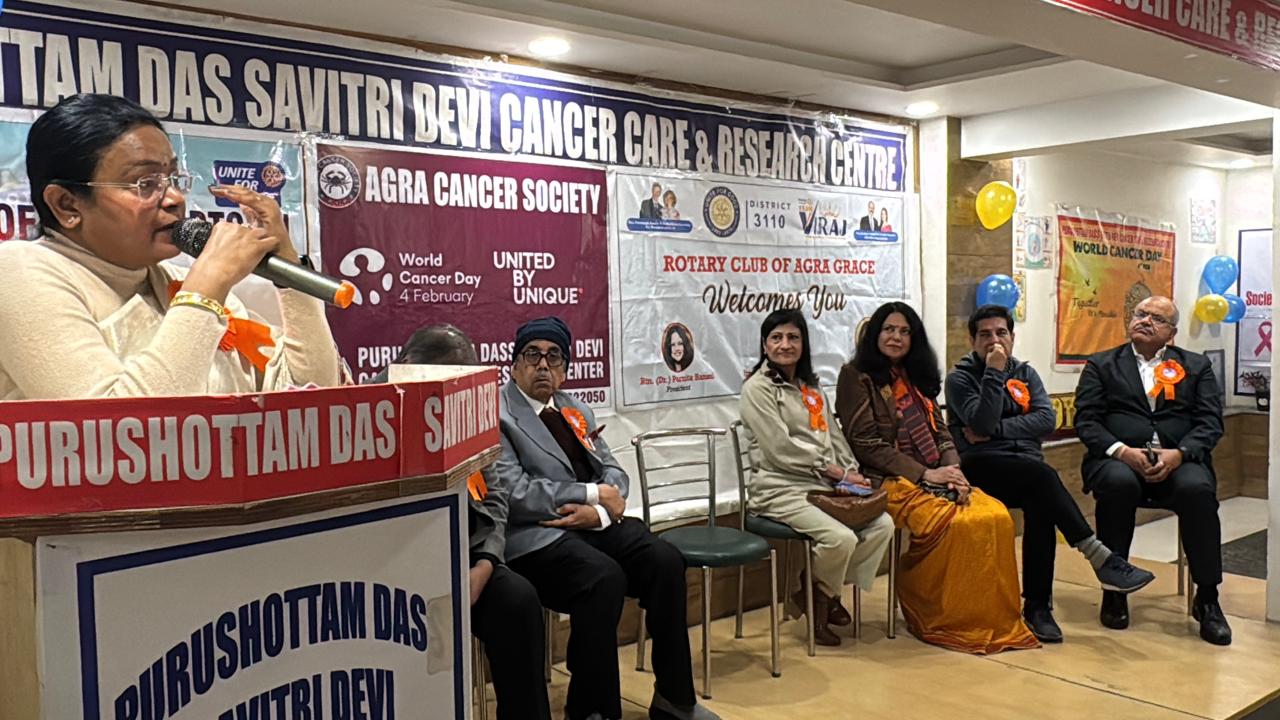 Agra Cancer Society World Cancer Day symposium Dr Sandeep Agarwal Mayor Hemlata Diwakar news