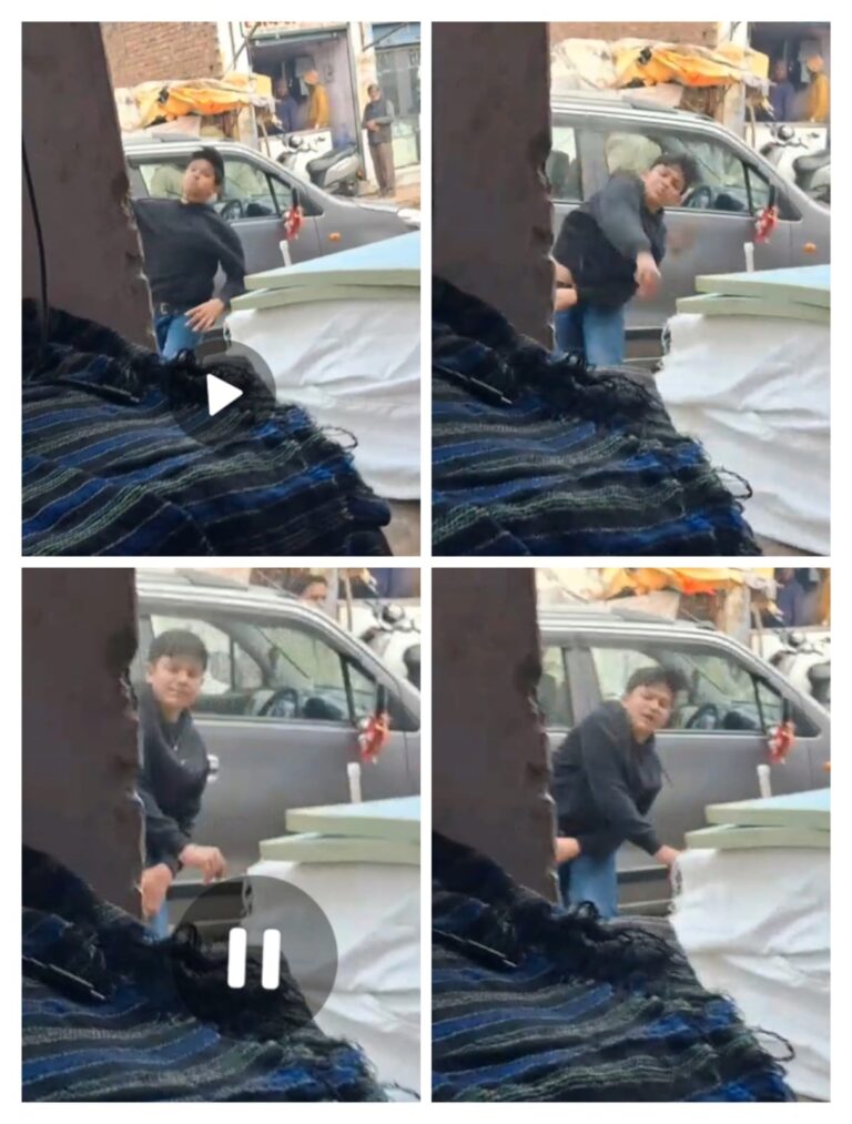 खेरागढ़ में वायरल हुए CCTV वीडियो का एक स्क्रीनशॉट जिसमें वाहन और हमलावर दिख रहा है