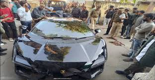 Lamborghini car accident in Kanpur involving tobacco businessman son Shivam Mishra.