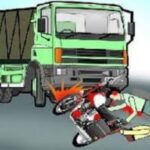 जयपुर हाईवे पर हादसे का दृश्य, ट्रक और क्षतिग्रस्त बाइक