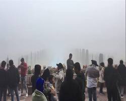 Taj Mahal Fog dense winter fog hides monument tourists disappointed Agra weather update