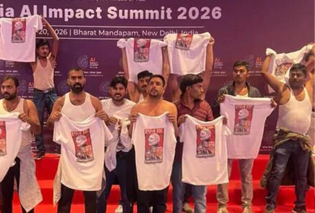 Gauri Shankar Singh Sikarwar Kisan Sena Bharat Mandapam AI Summit Protest Taj News