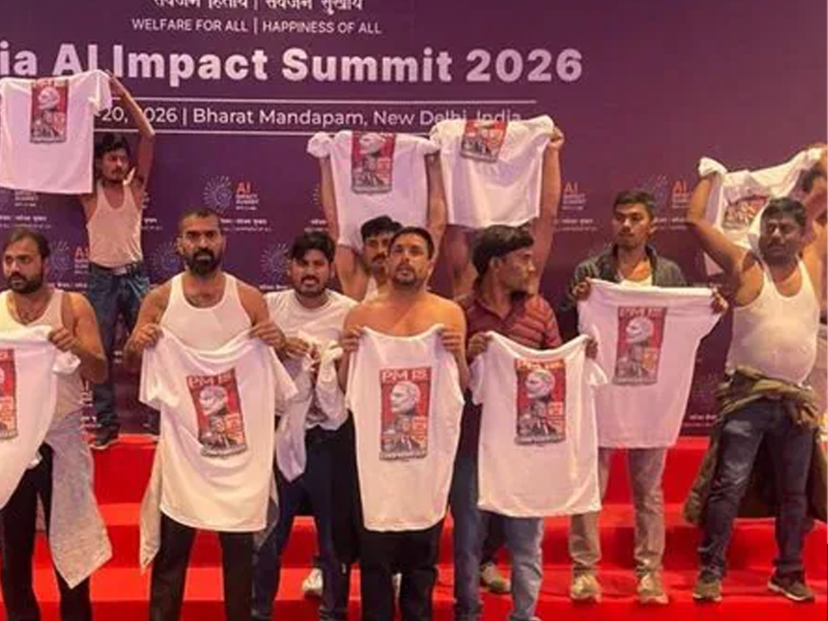 Gauri Shankar Singh Sikarwar Kisan Sena Bharat Mandapam AI Summit Protest Taj News