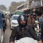 Agra Traffic Jam on MG Road during Shab-e-Barat Metro construction barricading vehicles stuck
