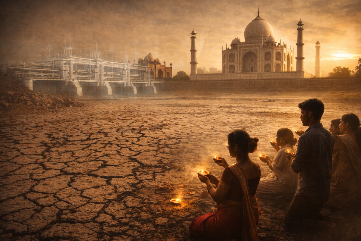 Brij Khandelwal article on dry Yamuna river and Agra Barrage demand