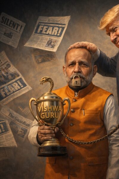 Rajendra Sharma political satire article on Indian foreign policy, Donald Trump influence and US Iran conflict silence