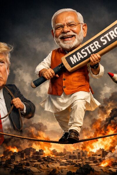 Rajendra Sharma political satire article on Indian diplomacy, Vishwaguru silence and Iran Israel war