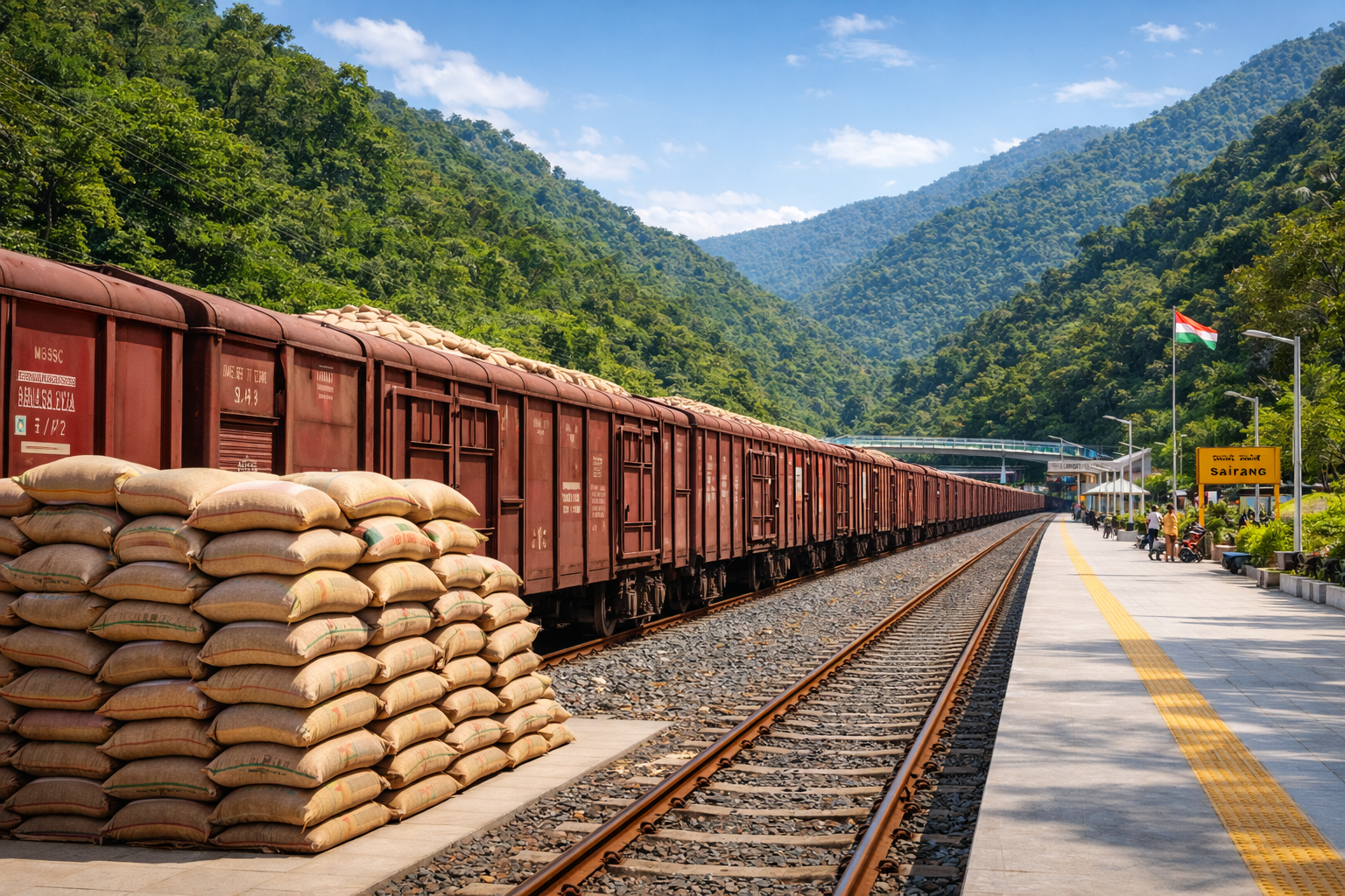 मिजोरम में खाद्यान्न आपूर्ति मालगाड़ी