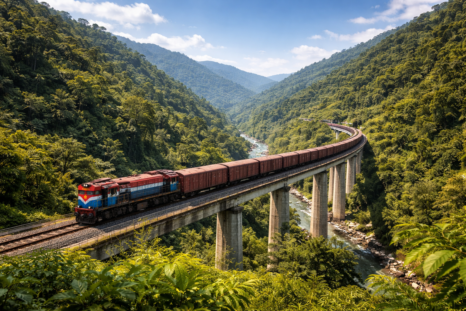 स्टेशन पर खाद्यान्न और मालगाड़ी