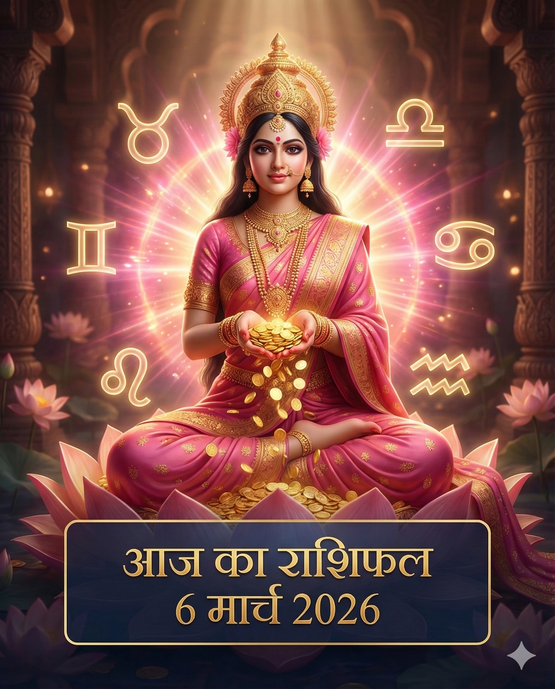 आज का राशिफल 6 मार्च 2026 मां लक्ष्मी की कृपा ताज न्यूज़ आगरा