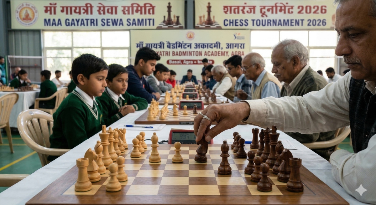आगरा माँ गायत्री सेवा समिति द्वारा आयोजित तीसरी ओपन जिला स्तरीय शतरंज प्रतियोगिता की रपट - ताज न्यूज़।