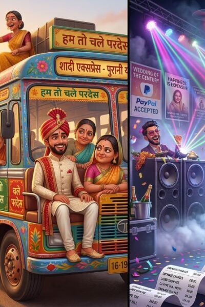 Brij Khandelwal satirical article on modern Indian weddings, love marriage and event management show off