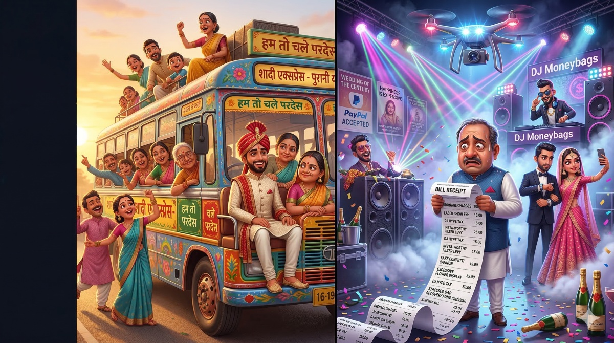 Brij Khandelwal satirical article on modern Indian weddings, love marriage and event management show off