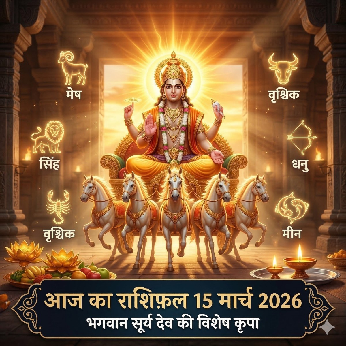 आज का राशिफल 15 मार्च 2026 सूर्य देव की कृपा ताज न्यूज़ आगरा