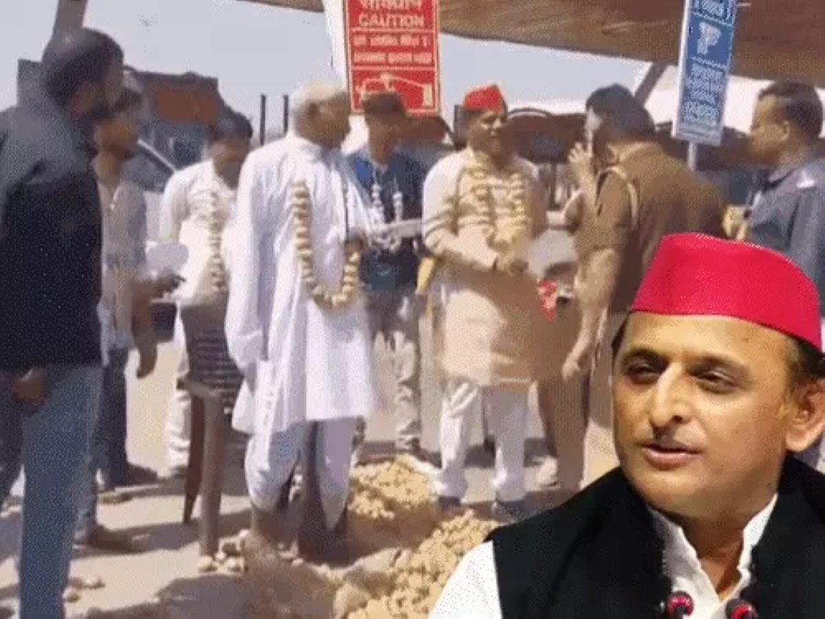 agra police stomps potatoes akhilesh yadav slams-bjp