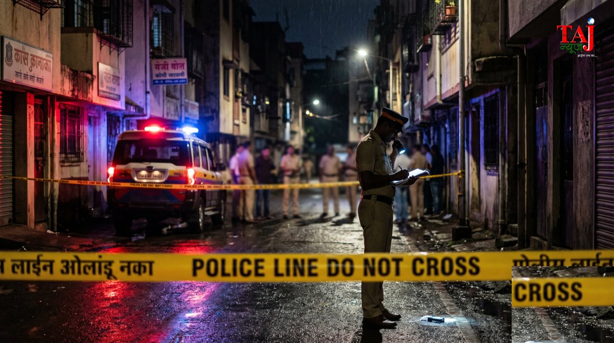 पुणे के विश्रांतवाडी इलाके में 18 वर्षीय युवक की दर्दनाक हत्या के बाद जांच करती पुलिस टीम और पसरा सन्नाटा