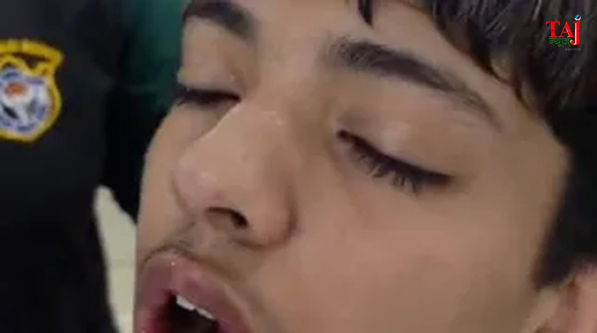 आगरा के डीपीएस शास्त्रीपुरम में छात्र पर हुए हमले के बाद पुलिस कार्रवाई और निलंबन का प्रतीकात्मक दृश्य