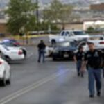 अमेरिका के लुइसियाना प्रांत के श्रेवपोर्ट में हुई सामूहिक गोलीबारी के बाद घटनास्थल पर जांच करती पुलिस और भारी सुरक्षा बल