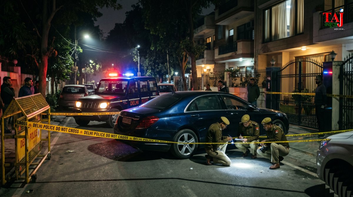 दिल्ली के प्रीत विहार इलाके में पार्किंग विवाद में हुई हत्या के बाद घटनास्थल पर जांच करती हुई पूर्वी दिल्ली पुलिस और क्राइम ब्रांच की टीम का प्रतीकात्मक दृश्य