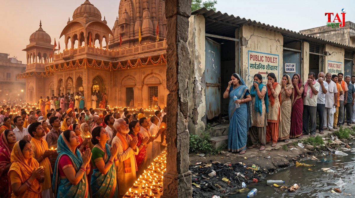 Brij Khandelwal article on lack of public toilets and sanitation crisis in Mathura Vrindavan Govardhan Braj region