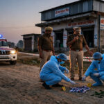 आगरा के खंदौली थाना क्षेत्र में एक युवती के साथ हुए सामूहिक दुष्कर्म के बाद क्राइम सीन की जांच करती हुई पुलिस टीम का प्रतीकात्मक दृश्य