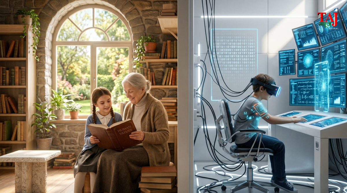 Dr Pramod Kumar article analyzing the shift from knowledge to skill based digital education and loss of moral values