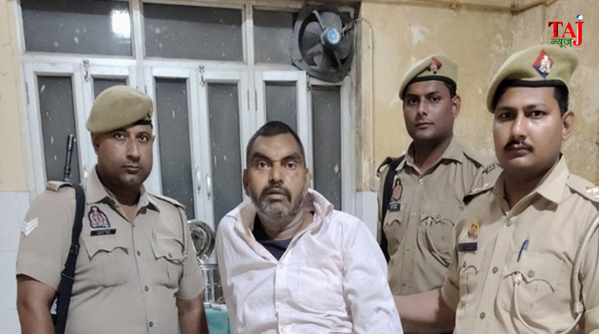 फिरोजाबाद के शिकोहाबाद में पिता की हत्या के आरोपी जर्मन सिंह की पुलिस मुठभेड़ में गिरफ्तारी का प्रतीकात्मक दृश्य