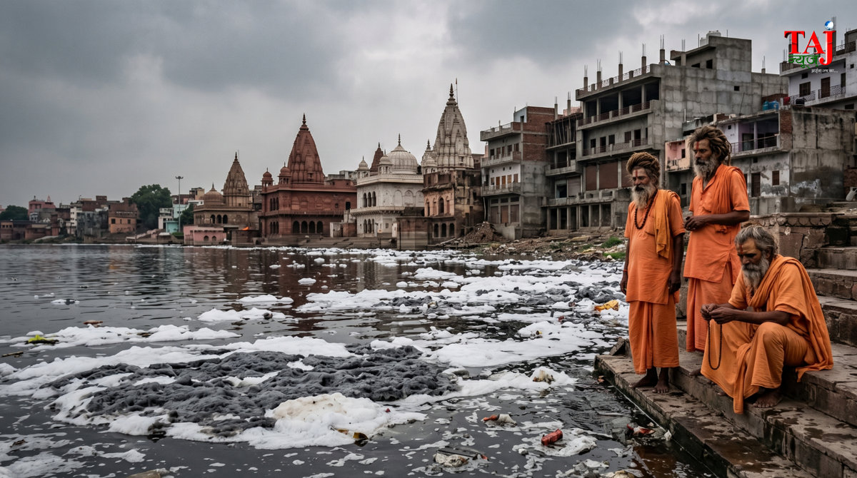 मथुरा-वृंदावन में यमुना नदी के भारी प्रदूषण और किनारों पर हो रहे अवैध निर्माण को लेकर एनजीटी द्वारा की गई सख्त कार्रवाई का प्रतीकात्मक दृश्य