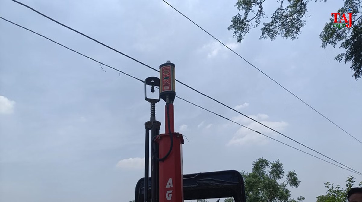 High tension electricity line power line hazard accident on rural road review setup