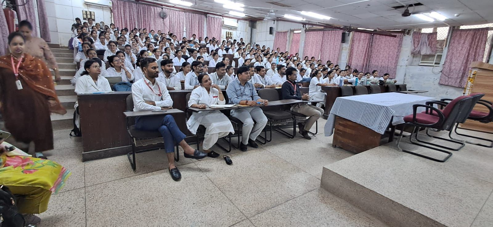 SNMC Principal Dr Prashant Gupta addressing Nursing Officers