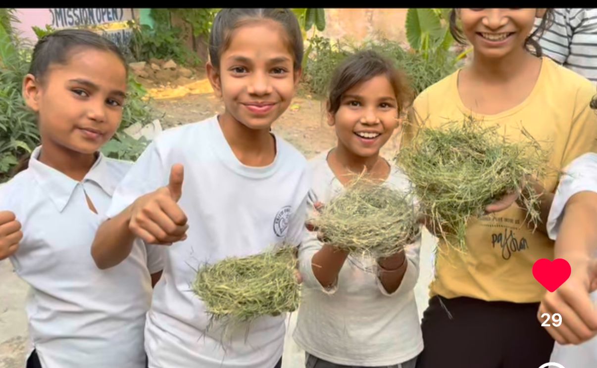 Innocent children of Faith Foundation Agra learning to make bird nests and keeping water pots for street animals during heatwave