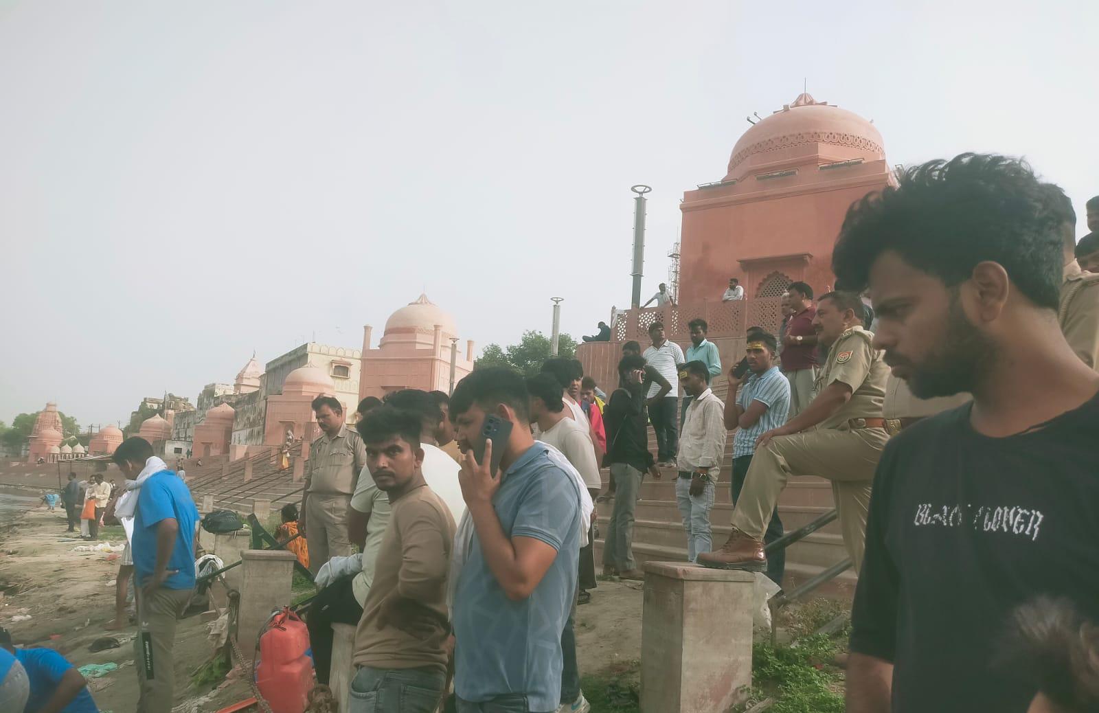 Deeply shocked devotees leaving the Bateshwar Yamuna bank after the tragic drowning incident