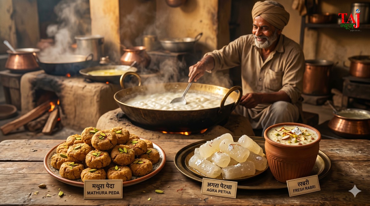 Brij Khandelwal article on Agra Mathura traditional sweets Bhagat Halwai Braj Mandal food culture
