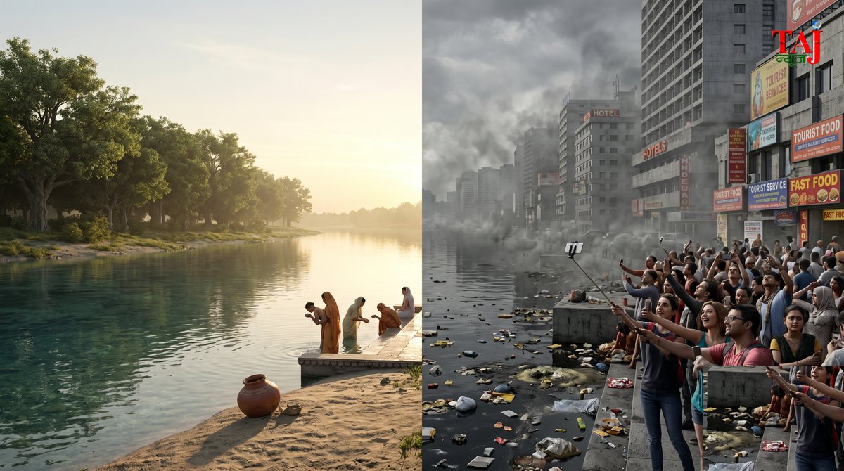 Brij Khandelwal article on Vrindavan commercialization tourism pollution Yamuna and loss of Braj culture