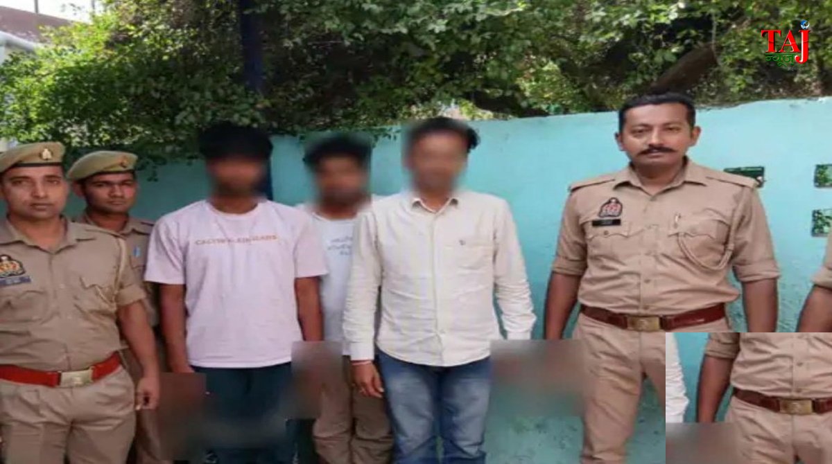 पुलिस गिरफ्त में शिल्पग्राम पार्किंग का मैनेजर और उसके साथी जिन्होंने रची फर्जी लूट की कहानी।