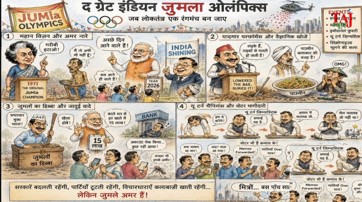 Brij Khandelwal article on Indian democracy jumla politics fake promises 15 lakh acche din political satire