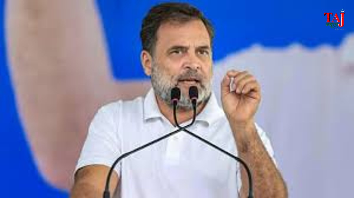 Congress leader Rahul Gandhi addressing a press conference warning about inflation blast in Uttar Pradesh