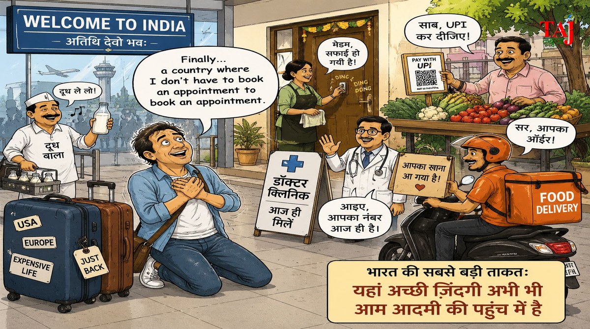 Brij Khandelwal article on Indian lifestyle advantages digital revolution UPI ease and low cost of living benefits for NRIs