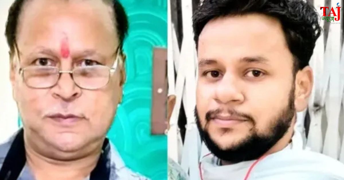 फिरोजाबाद के सिरसागंज थाने में पिता की हत्या के आरोप में गिरफ्तार उपेंद्र गुप्ता का विजुअल पुलिस हिरासत चित्र