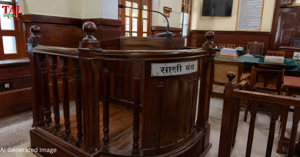 आगरा में विशेष न्यायाधीश पॉक्सो एक्ट कोर्ट परिसर का बाहरी सुरक्षात्मक विजुअल दृश्य