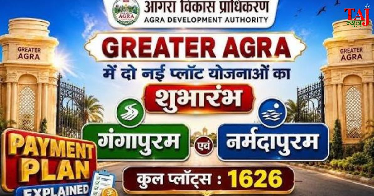 Agra Development Authority official brochure snapshot highlighting the digital presentation of Greater Agra residential scheme layout projects