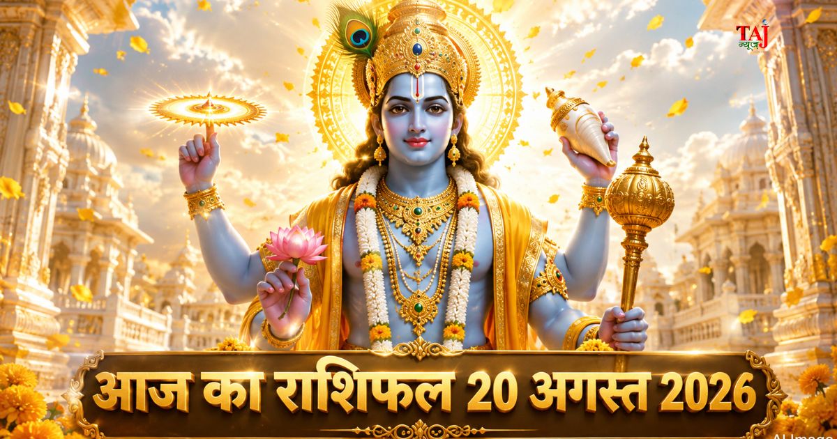 आज का राशिफल 20 अगस्त 2026 भगवान विष्णु की कृपा गुरु गोचर ताज न्यूज़ आगरा