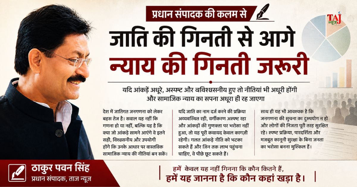 Editorial by Chief Editor Thakur Pawan Singh on Caste Census and Social Justice Policy in India 2026