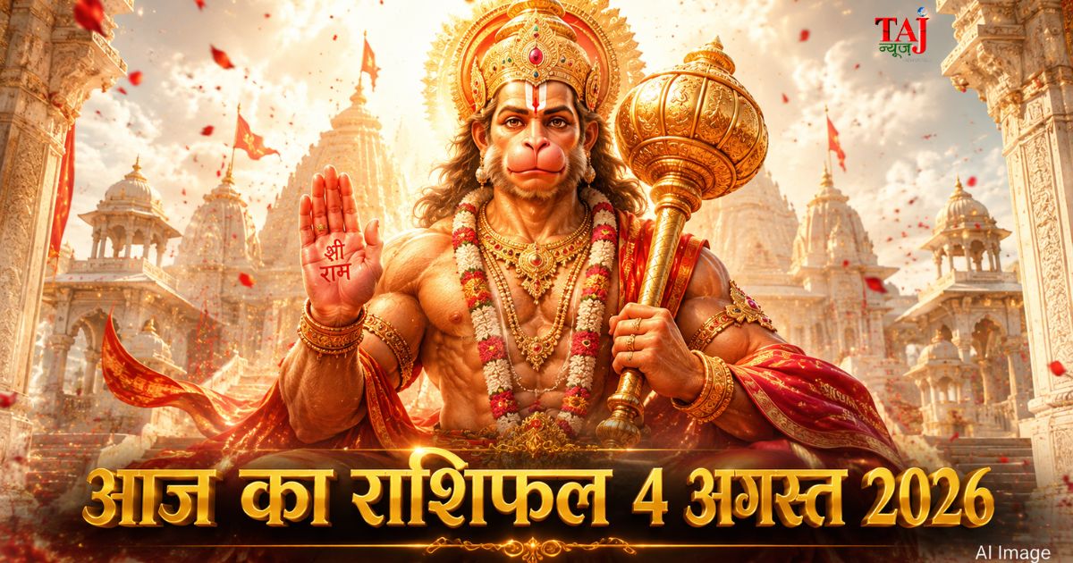 आज का राशिफल 4 अगस्त 2026 भगवान हनुमान की कृपा पंचांग ताज न्यूज़ आगरा