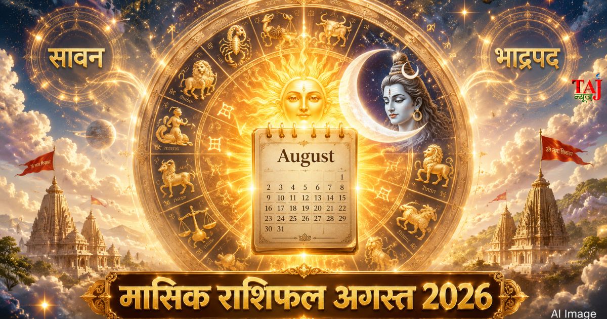 मासिक राशिफल अगस्त 2026 पंचांग गोचर ताज न्यूज़ आगरा