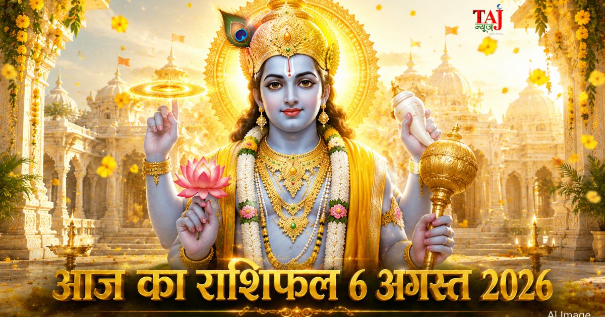 आज का राशिफल 6 अगस्त 2026 भगवान विष्णु की कृपा गुरु गोचर ताज न्यूज़ आगरा