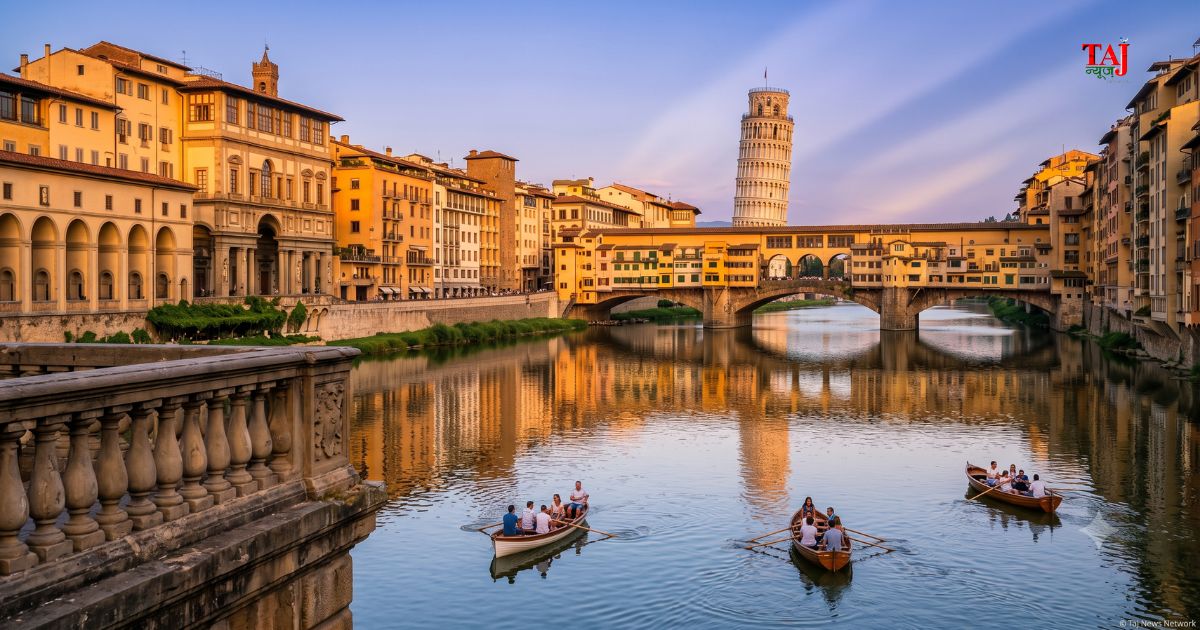 Pisa leaning tower and Florence river tourism travelogue by Brij Khandelwal comparing European water bodies with Yamuna in Agra 2026